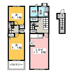 グランツ　プランドール 2階2LDKの間取り