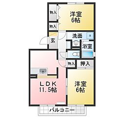 フレマリール安藤 2LDKの間取図画像
