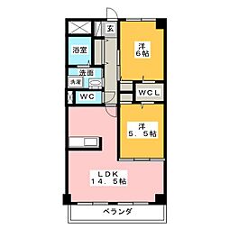 ボヌール・クレ 2LDKの間取図画像