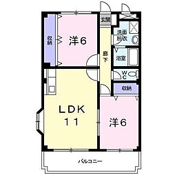 メゾン葭池 2LDKの間取図画像