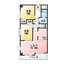 ウッドペッカー 2LDKの間取図画像
