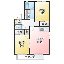 フレグランス小野B 2LDKの間取図画像