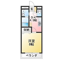 グリュック 1DKの間取図画像