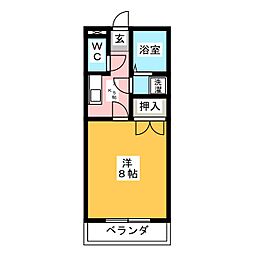 サンエクシブ勝川 1Kの間取図画像