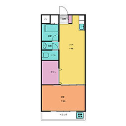 木野瀬マンション 1LDKの間取図画像