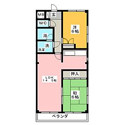 クレール松河戸 2LDKの間取図画像