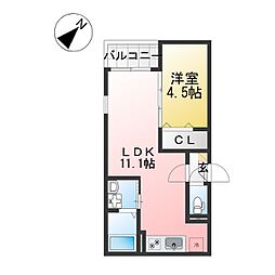 春日井市若草通3丁目アパート 1LDKの間取図画像