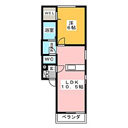 フィオーレ中野町A 1LDKの間取図画像