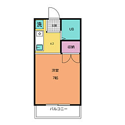 ニューポート勝川A 1Kの間取図画像