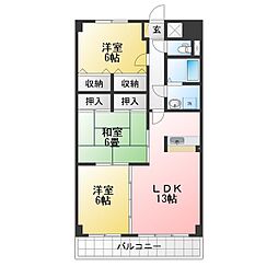 ピアチェボーレ春日井 3LDKの間取図画像