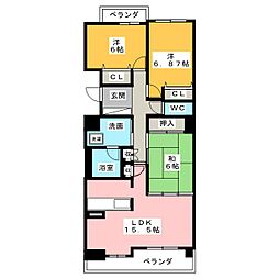 プリンスハイツ勝川駅前通 3LDKの間取図画像