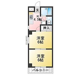 エスペランサ2 2DKの間取図画像