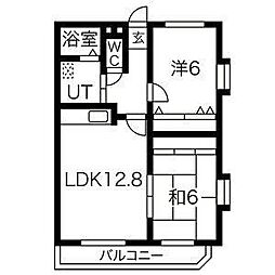 サン-ブルーム 2LDKの間取図画像