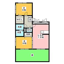 リヴィエール 2LDKの間取図画像