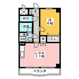 レジーナ鳥居松 1LDKの間取図画像
