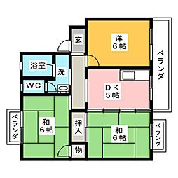 パークサイド前高 3DKの間取図画像