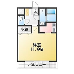 コンド・勝川 1Kの間取図画像