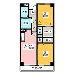 グランドゥールH 2LDKの間取図画像