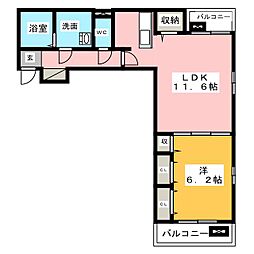 ミーティア 1LDKの間取図画像