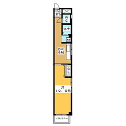 レクエルド藤浪 1DKの間取図画像