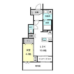 ガジュマル 1階1LDKの間取り