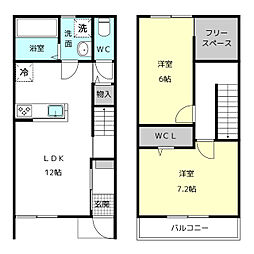 MAISONETTE LAND 渕高駅Ａ 1階2LDKの間取り