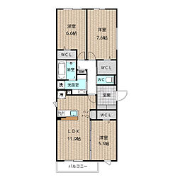 Ｙｏｋｏｉ　Ｈｏｕｓｅ　XI 2階3LDKの間取り