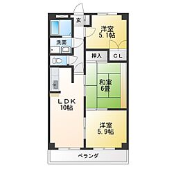 若実大マンション 3LDKの間取図画像