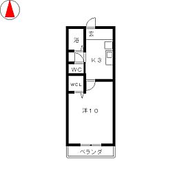 ビューハイム 1Kの間取図画像