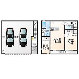 GCOLOR木田申尾 2LDKの間取図画像
