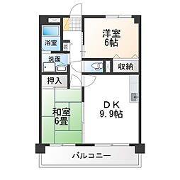 ルピナス橘 2DKの間取図画像