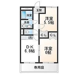 ゲストインM2番館 2DKの間取図画像