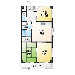 サンスティ協和 3DKの間取図画像