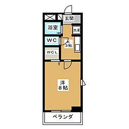 ハーブガーデン 1Kの間取図画像