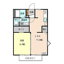 ハイマート美和A 1LDKの間取図画像