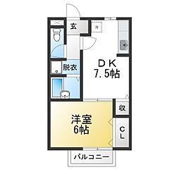 エクセル・コート美和 1DKの間取図画像