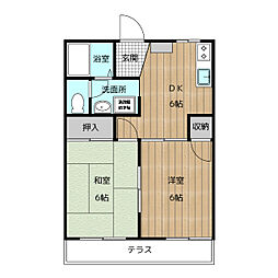 フレグランス美和 2DKの間取図画像
