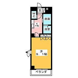ワンピース 1Kの間取図画像