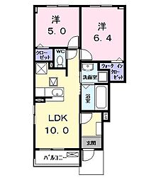 カーサみやびVII 2LDKの間取図画像