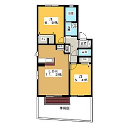 セゾン・コルテ 2LDKの間取図画像