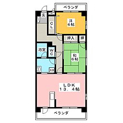 リベルテONE 2LDKの間取図画像