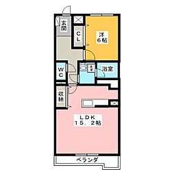 リベルテONE 1LDKの間取図画像