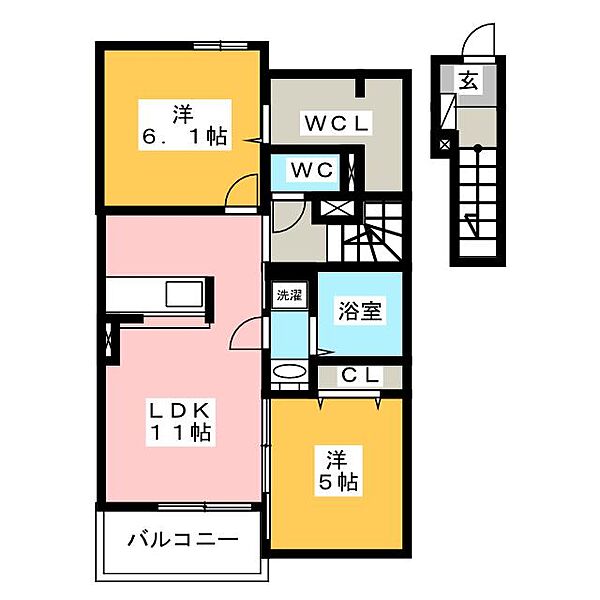 アニスシード　Ｂ ｜愛知県豊川市馬場町松下(賃貸アパート2LDK・2階・57.54㎡)の写真 その2