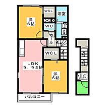 キャトルセゾン　Ｂ  ｜ 愛知県新城市川田字本宮道（賃貸アパート2LDK・2階・54.85㎡） その2