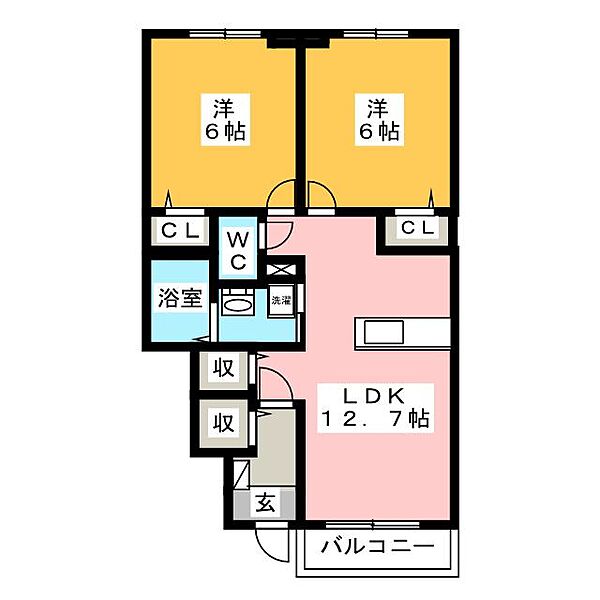 グランドソレイユ ｜愛知県豊川市下長山町中屋敷(賃貸アパート2LDK・1階・56.47㎡)の写真 その2