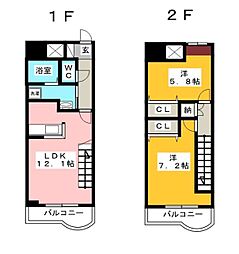 ランドマーク豊川 6階2LDKの間取り