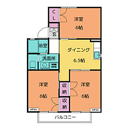 今泉ハイツA 3DKの間取図画像