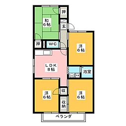 ドミール山道　Ｂ棟 2階4DKの間取り