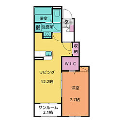 ブルーベル 1階1LDKの間取り