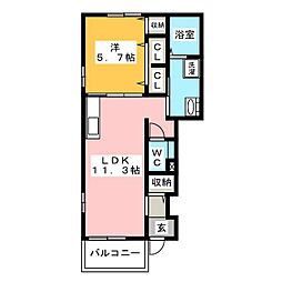 レリーナ　Ａ 1階1LDKの間取り